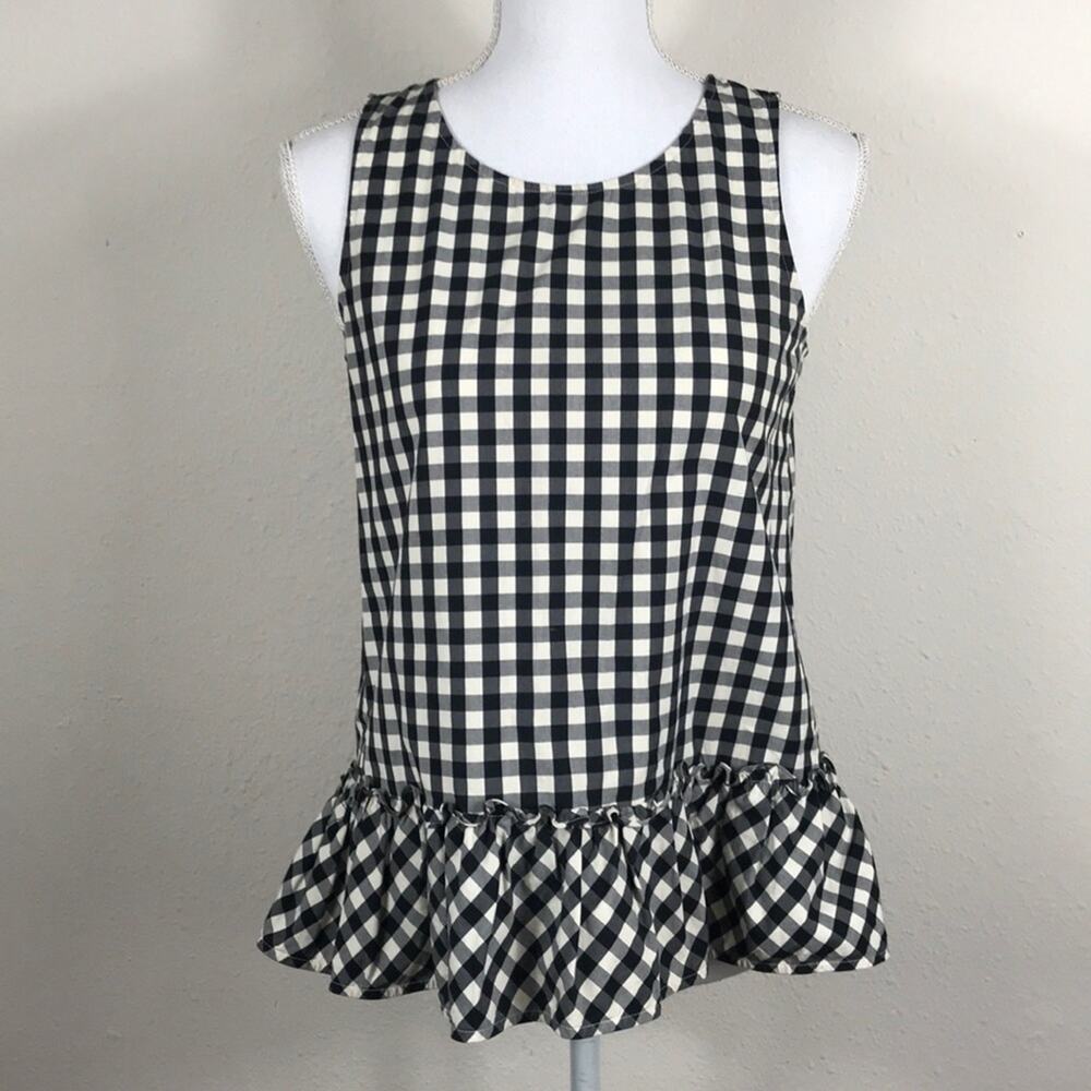 Vineyard Vines Sleeveless Gingham Flounce Shirt.